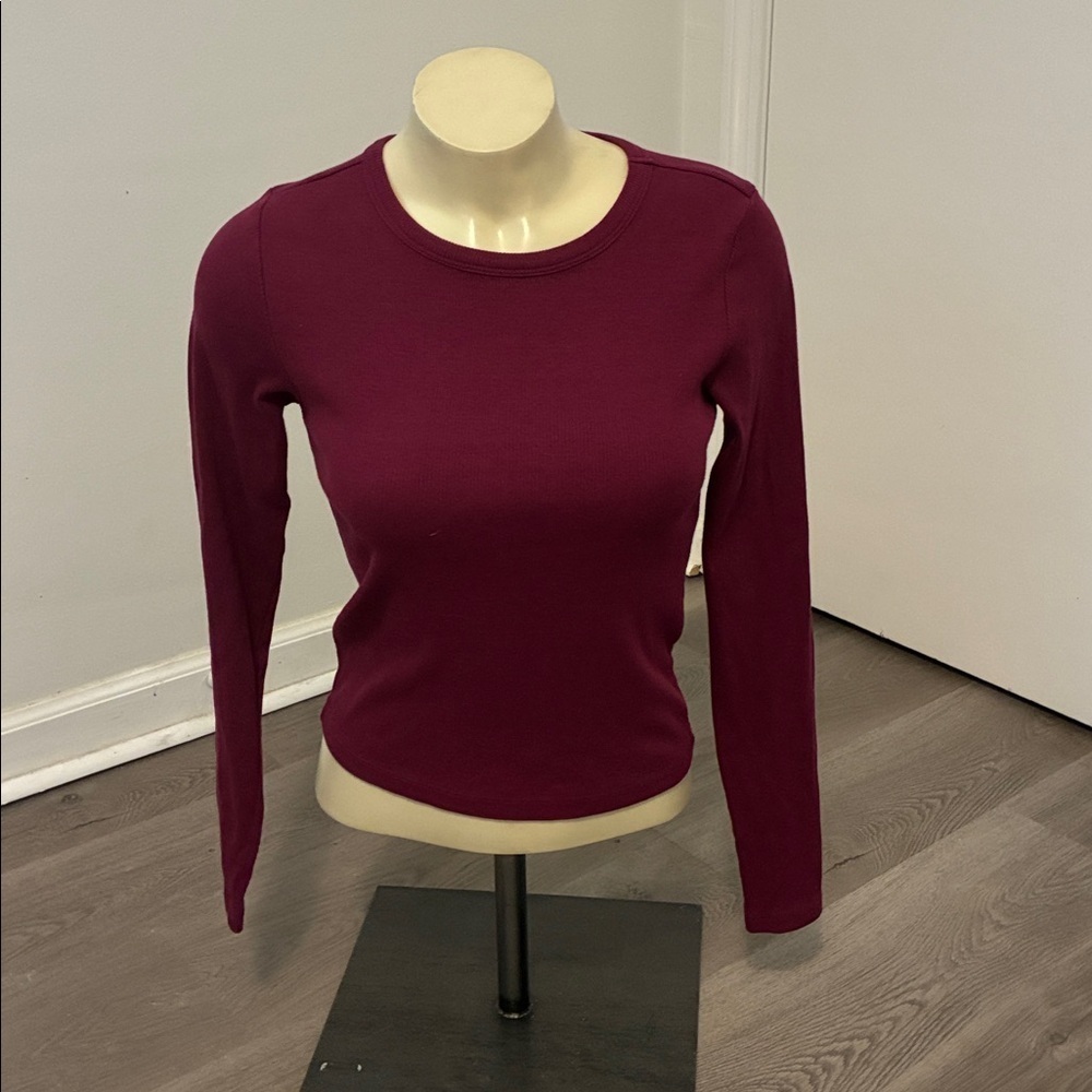 Maeve by Anthropologie Long Sleeve Ribbed Shirt Purple